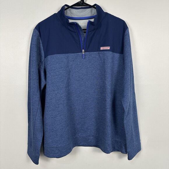 Vineyard Vines Performance Womens XL Sweatshirt 1/4 Zip Blue Pullover Shep - Picture 1 of 3